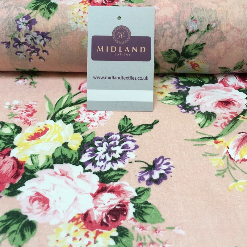 Vintage Floral Printed 100% Cotton Lawn Dress Fabric 58" Wide MH953 Mtex