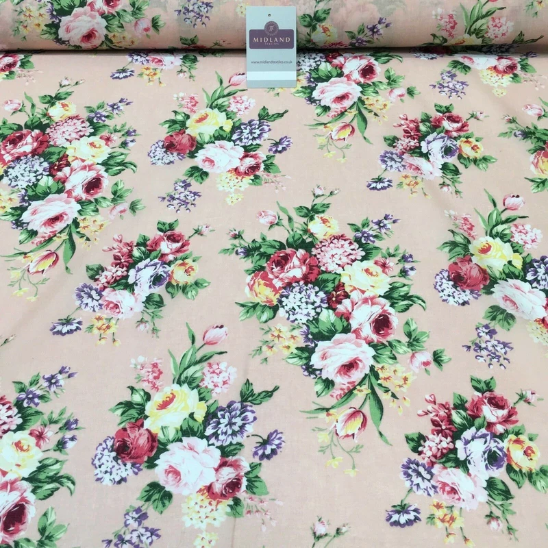 Vintage Floral Printed 100% Cotton Lawn Dress Fabric 58" Wide MH953 Mtex