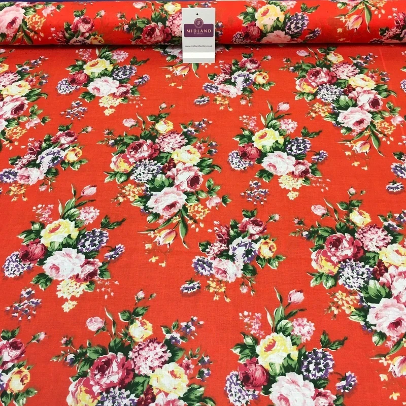 Vintage Floral Printed 100% Cotton Lawn Dress Fabric 58" Wide MH953 Mtex