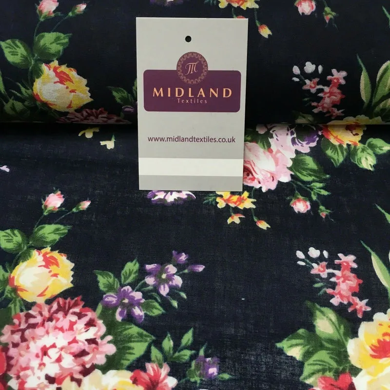 Vintage Floral Printed 100% Cotton Lawn Dress Fabric 58" Wide MH953 Mtex