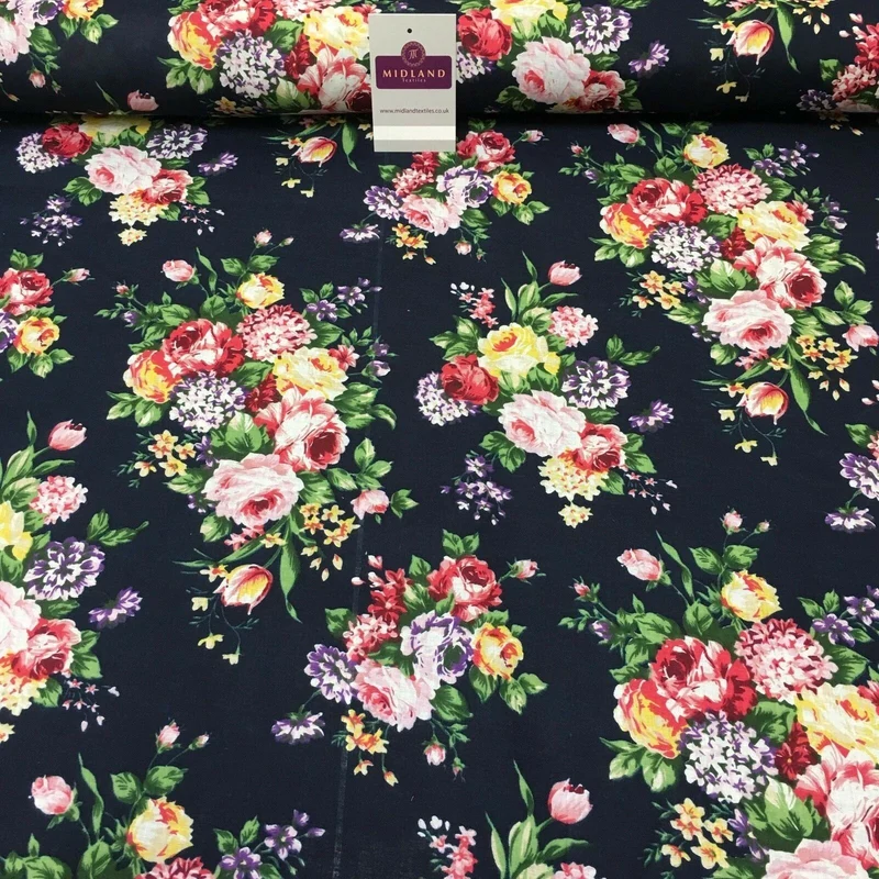 Vintage Floral Printed 100% Cotton Lawn Dress Fabric 58" Wide MH953 Mtex