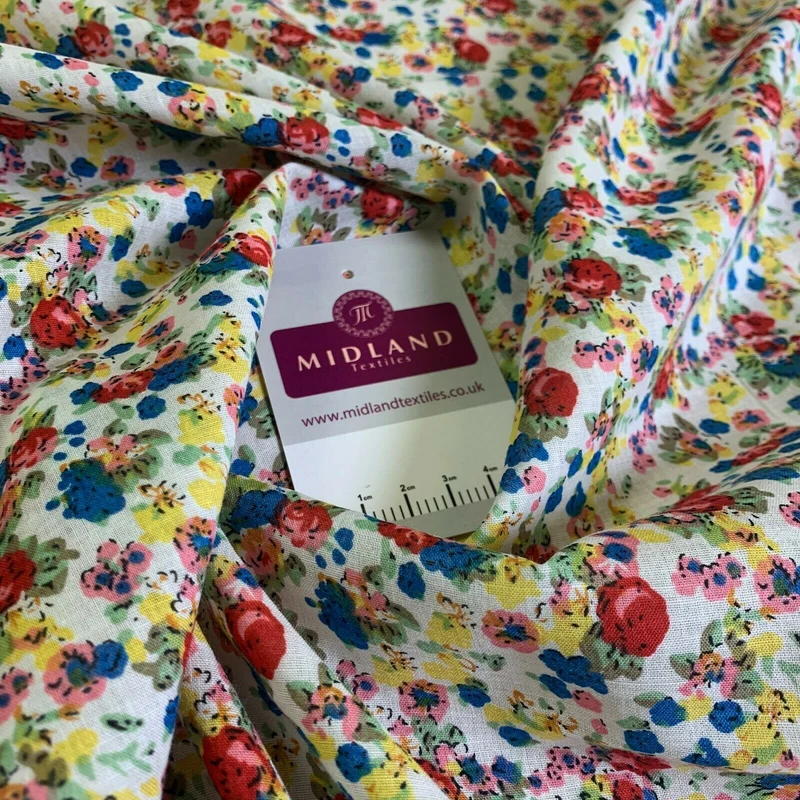 Vintage Floral Printed 100% Cotton Lawn Dress Fabric 58" Wide MH953 Mtex