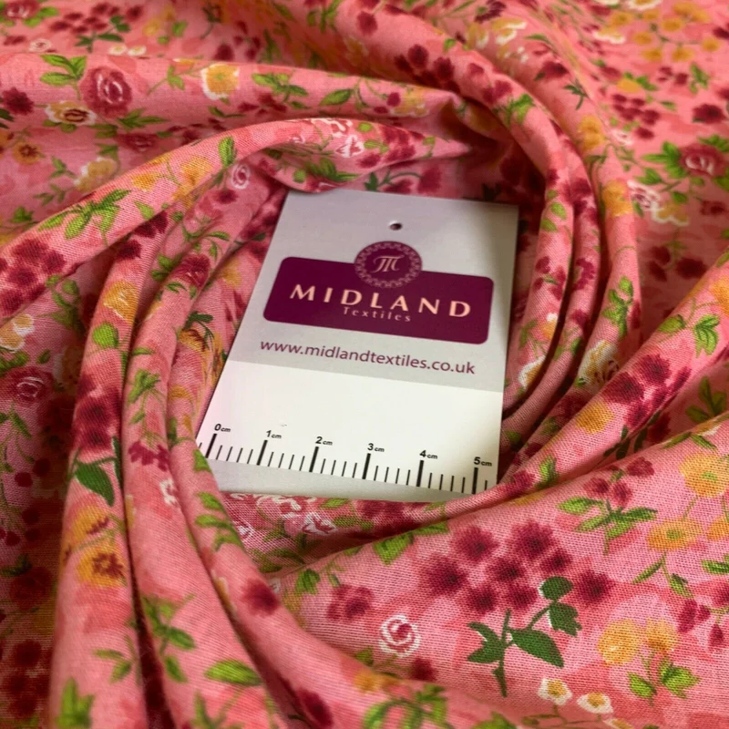 Vintage Floral Printed 100% Cotton Lawn Dress Fabric 58" Wide MH953 Mtex