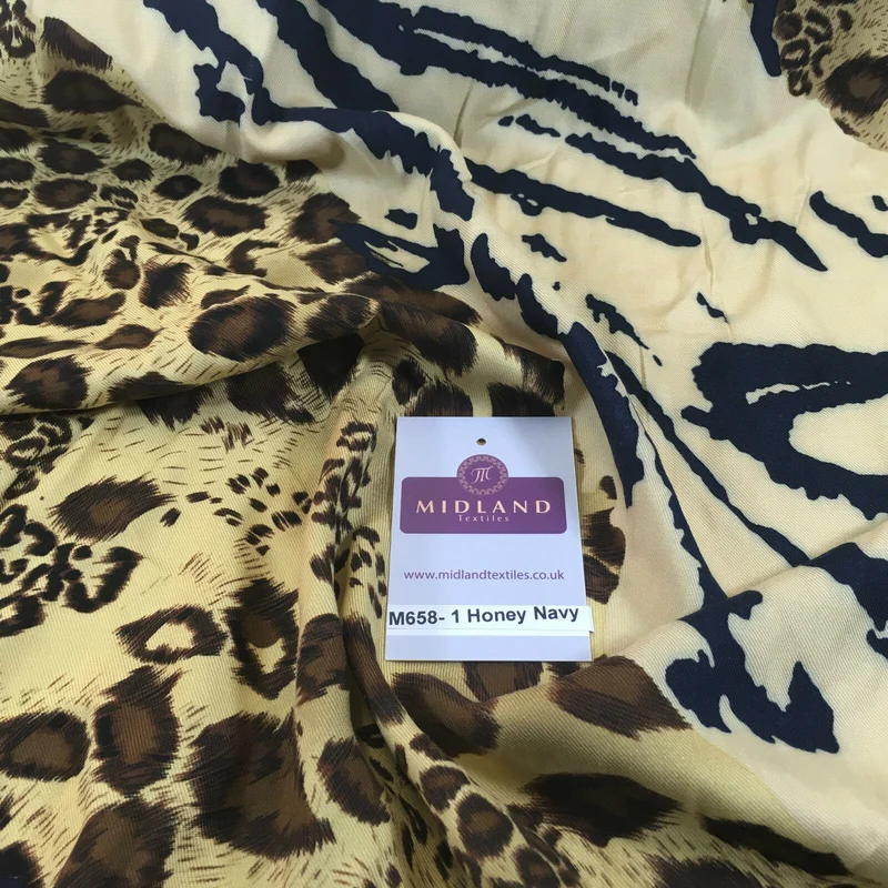 Diagonal Mixed Animal Theme Printed Twill Viscose Dress Fabric – M658