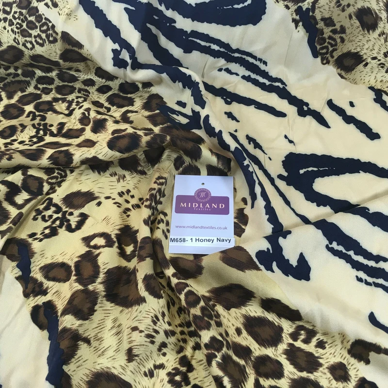 Diagonal Mixed Animal Theme Printed Twill Viscose Dress Fabric – M658