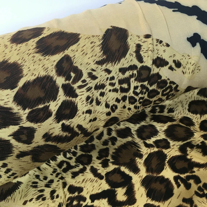 Diagonal Mixed Animal Theme Printed Twill Viscose Dress Fabric – M658