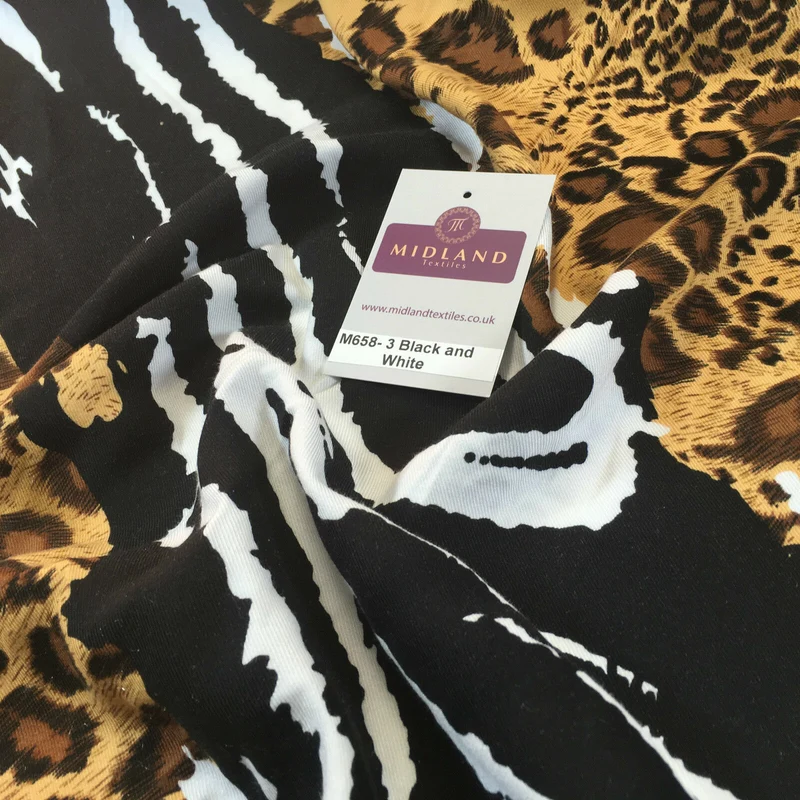 Diagonal Mixed Animal Theme Printed Twill Viscose Dress Fabric – M658