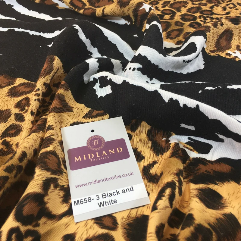 Diagonal Mixed Animal Theme Printed Twill Viscose Dress Fabric – M658