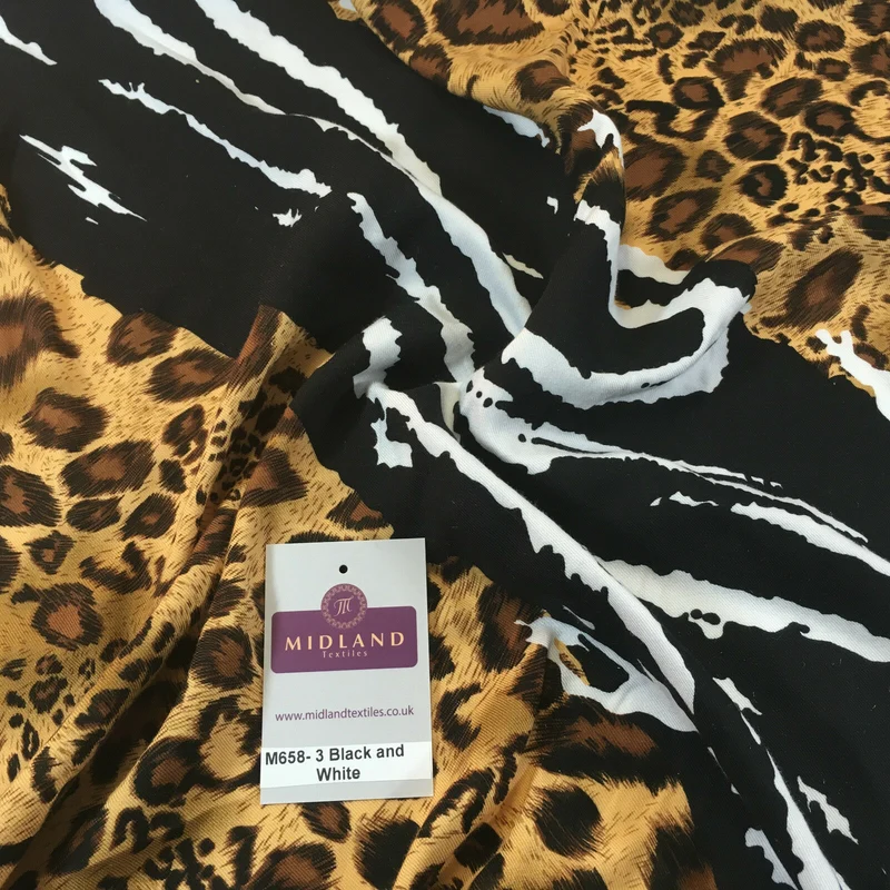 Diagonal Mixed Animal Theme Printed Twill Viscose Dress Fabric – M658