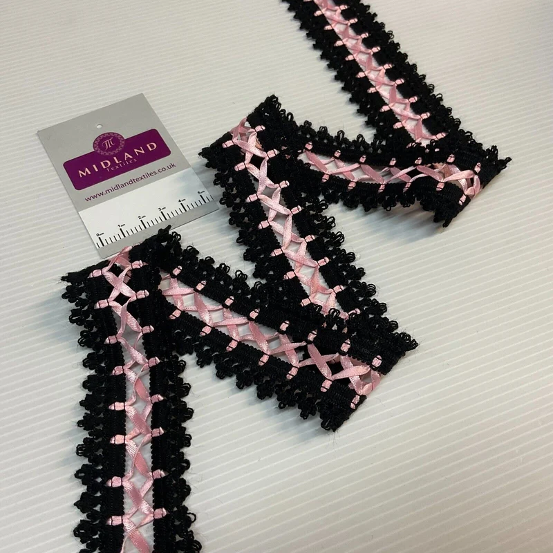 35mm wide Ribbon Lace trimming edging border M1720