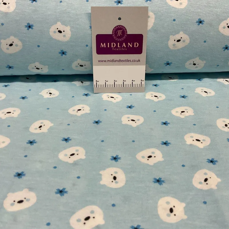 Children's Kitten Kitty Face cotton stretch jersey novelty dress fabric M1717