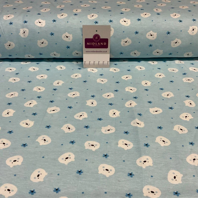 Children's Kitten Kitty Face cotton stretch jersey novelty dress fabric M1717