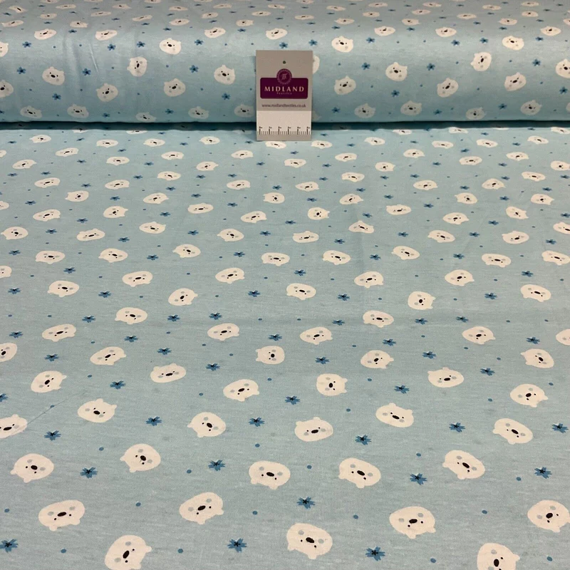 Children's Kitten Kitty Face cotton stretch jersey novelty dress fabric M1717