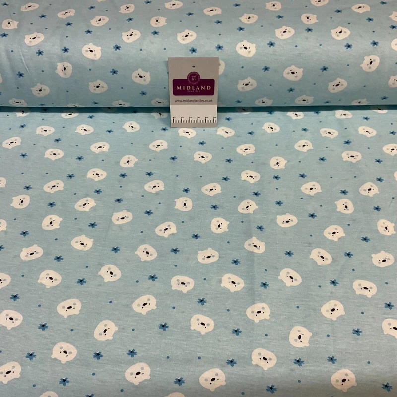 Children's Kitten Kitty Face cotton stretch jersey novelty dress fabric M1717