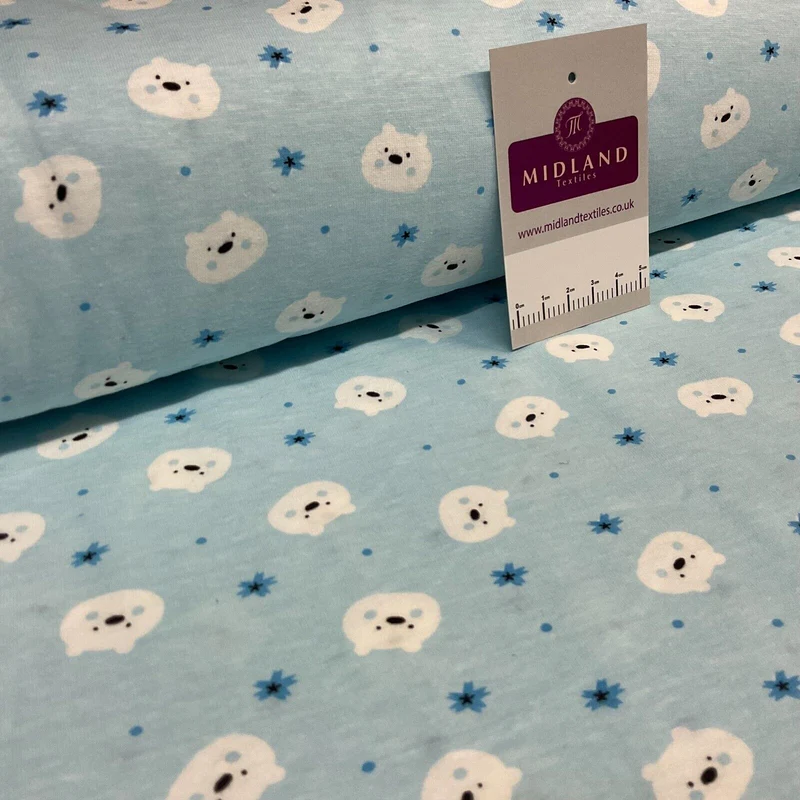 Children's Kitten Kitty Face cotton stretch jersey novelty dress fabric M1717