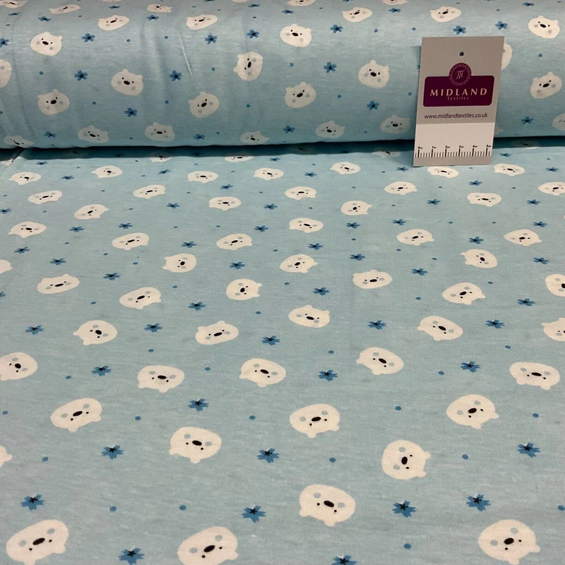 Children's Kitten Kitty Face cotton stretch jersey novelty dress fabric M1717