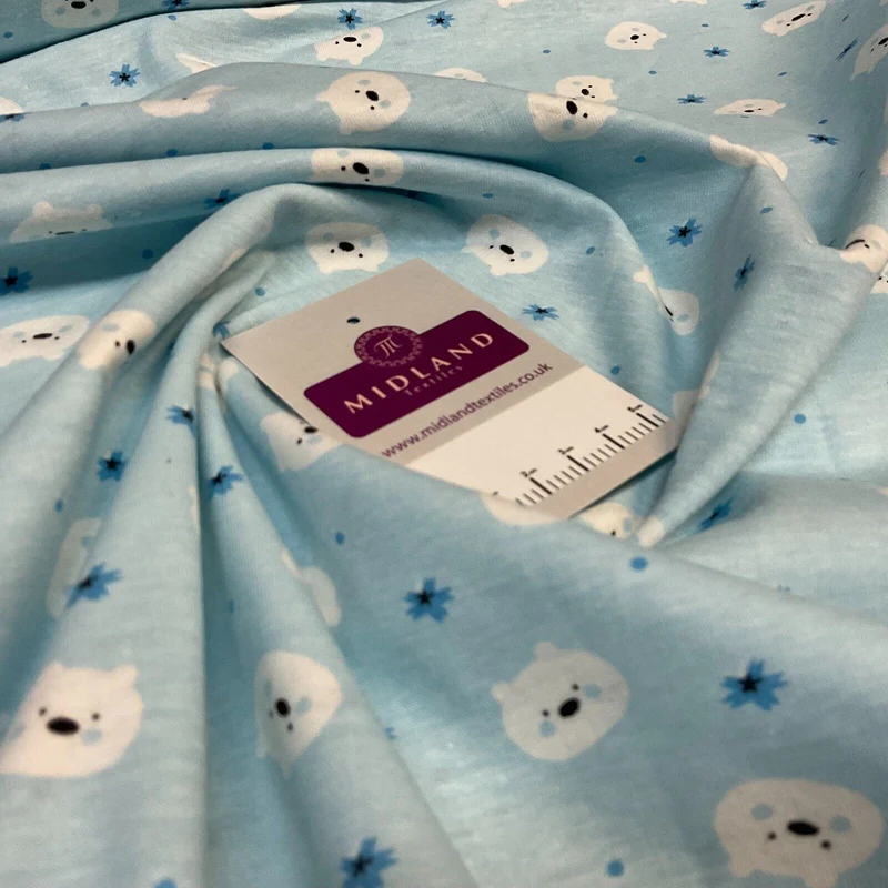 Children's Kitten Kitty Face cotton stretch jersey novelty dress fabric M1717