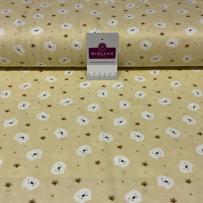 Children's Kitten Kitty Face cotton stretch jersey novelty dress fabric M1717