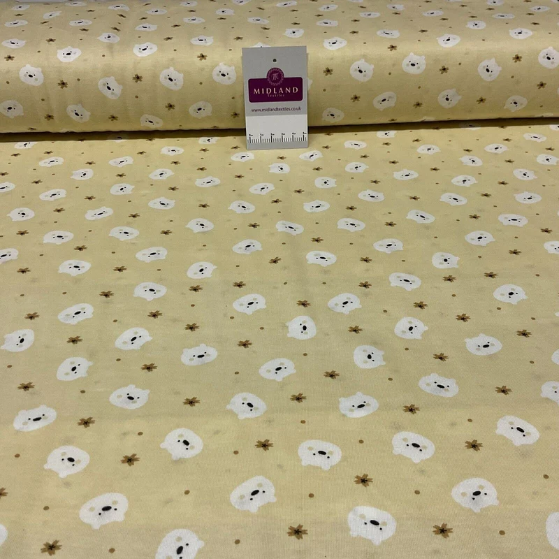 Children's Kitten Kitty Face cotton stretch jersey novelty dress fabric M1717