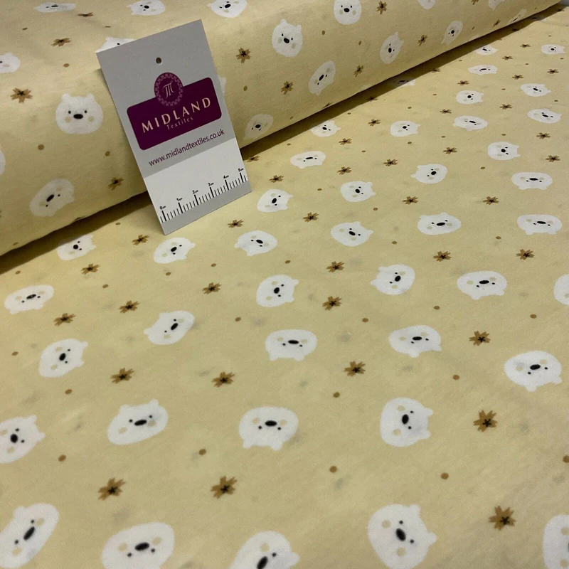 Children's Kitten Kitty Face cotton stretch jersey novelty dress fabric M1717