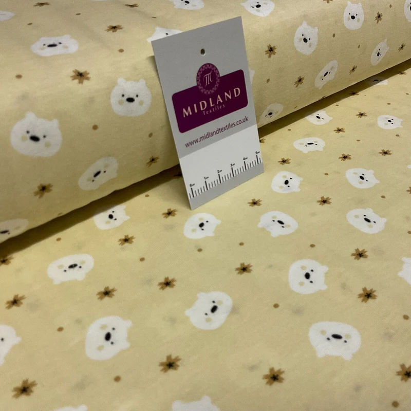 Children's Kitten Kitty Face cotton stretch jersey novelty dress fabric M1717
