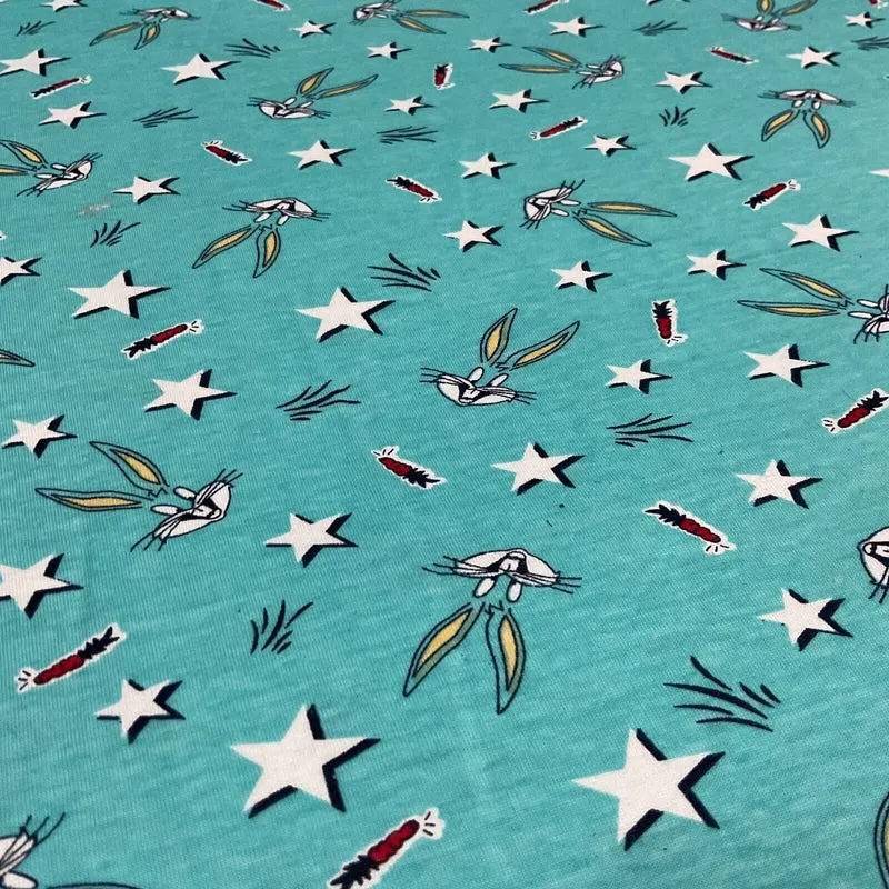 Children's Bunny Carrot Rabbit cotton stretch jersey novelty dress fabric M1715