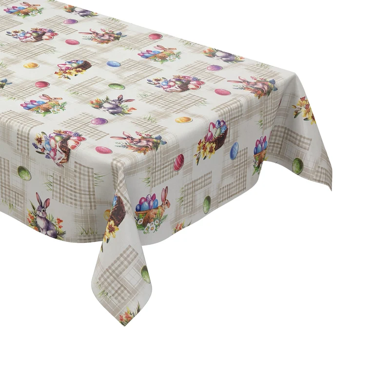 Wachstuch Tischdecke P1205-1 beige Ostern Osterei Osterhase eckig rund oval
