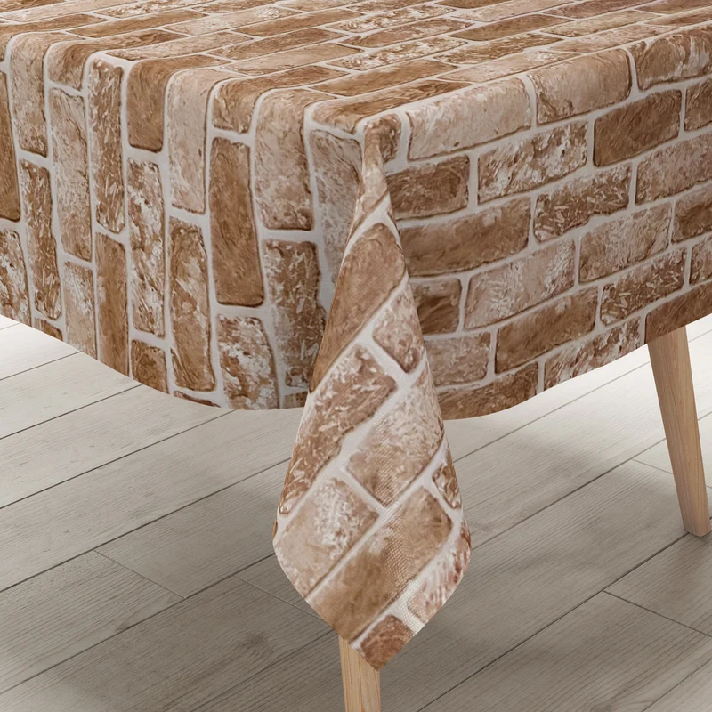 Wachstuch Tischdecke 01590-03 Ziegelsteine Klinker Loft eckig rund oval