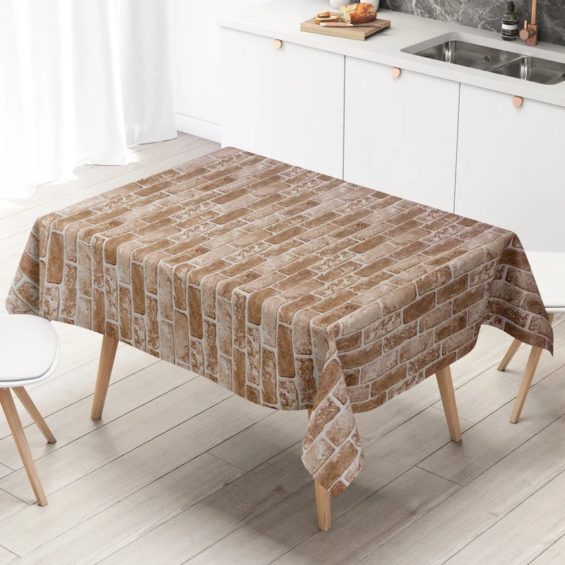 Wachstuch Tischdecke 01590-03 Ziegelsteine Klinker Loft eckig rund oval
