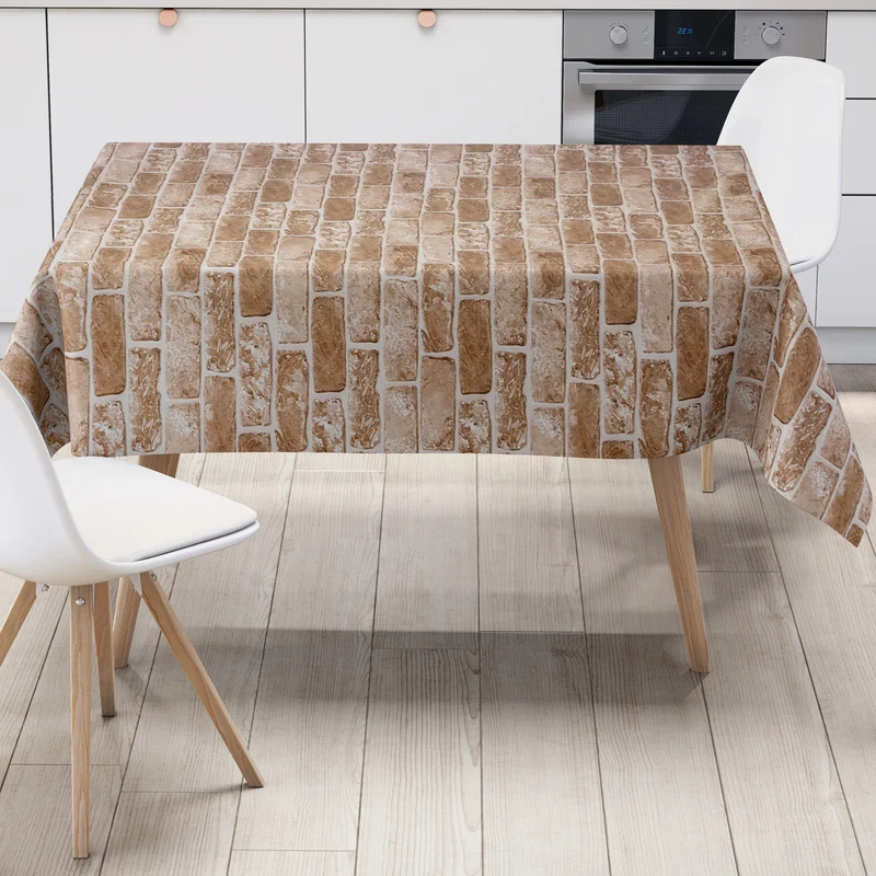 Wachstuch Tischdecke 01590-03 Ziegelsteine Klinker Loft eckig rund oval