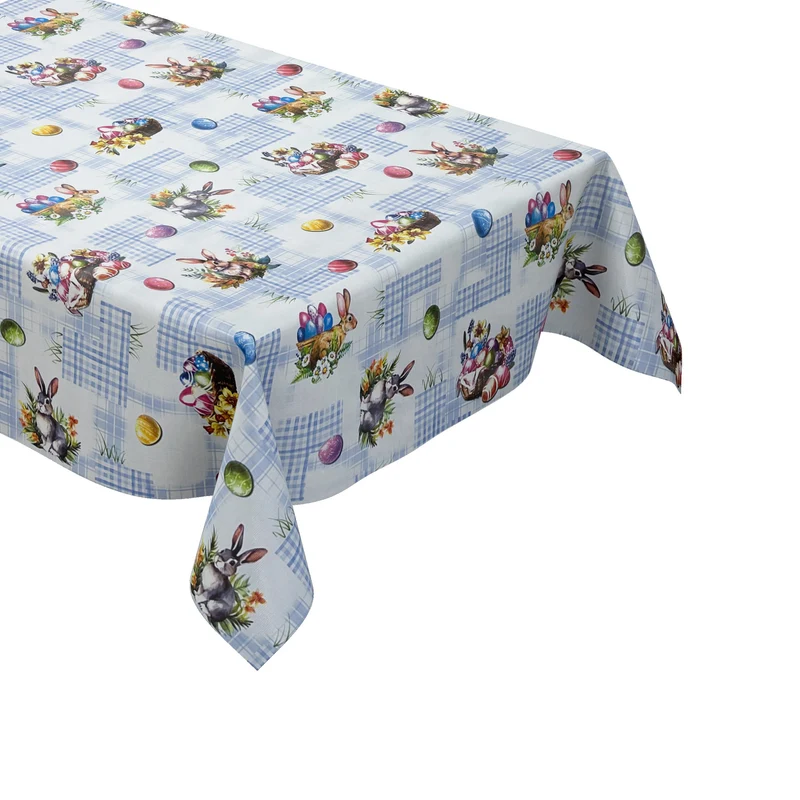 Wachstuch Tischdecke P1205-4 blau Ostern Ostereier Osterhase eckig rund oval