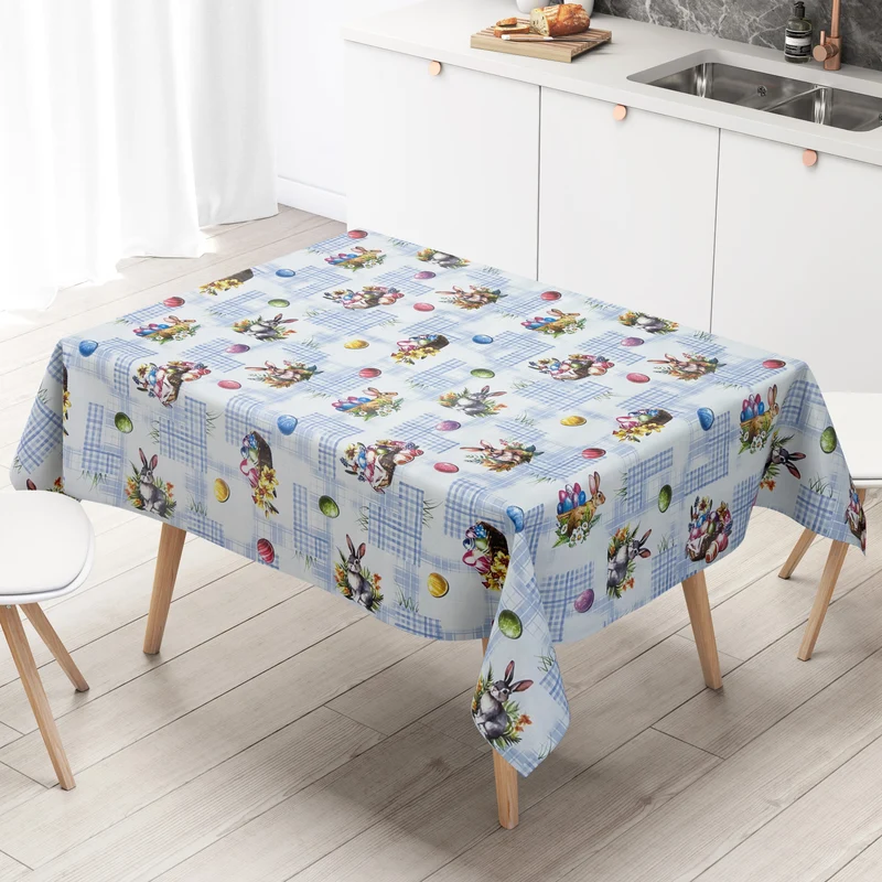 Wachstuch Tischdecke P1205-4 blau Ostern Ostereier Osterhase eckig rund oval