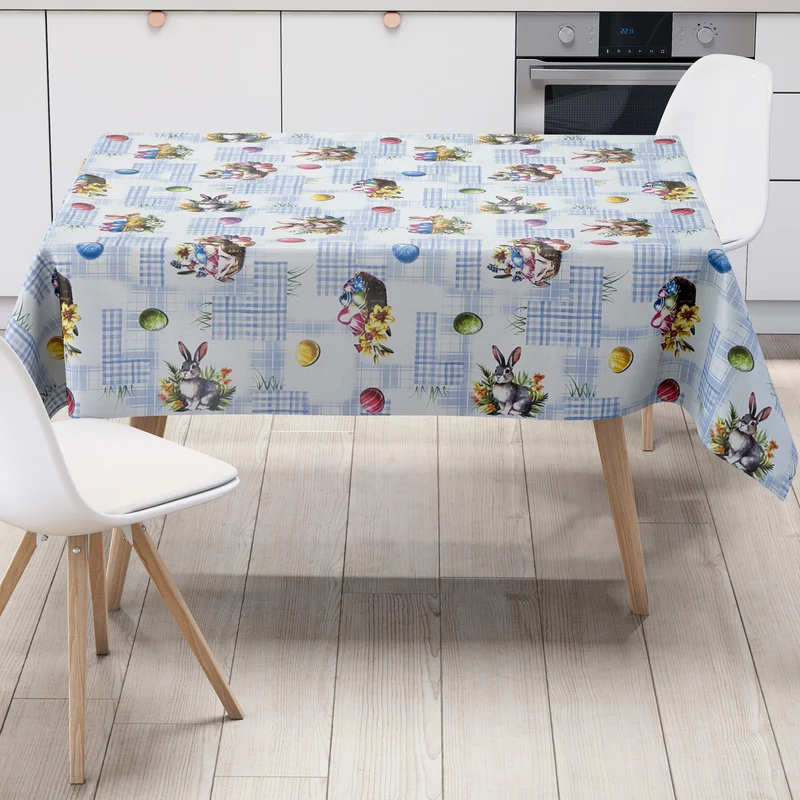 Wachstuch Tischdecke P1205-4 blau Ostern Ostereier Osterhase eckig rund oval