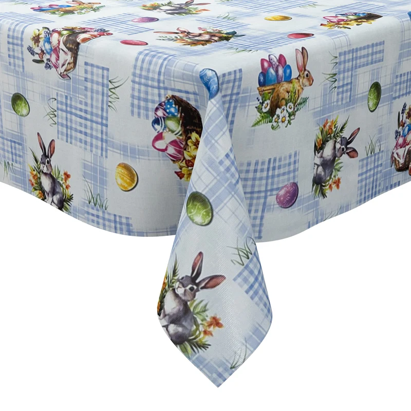 Wachstuch Tischdecke P1205-4 blau Ostern Ostereier Osterhase eckig rund oval