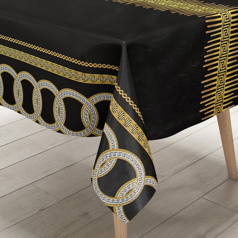 Wachstuch Tischdecke Damast geprägt 05038-01 Ornamentborten und klassische Kettenmuster eckig rund oval