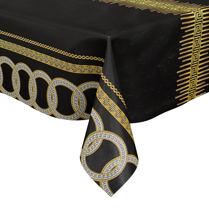 Wachstuch Tischdecke Damast geprägt 05038-01 Ornamentborten und klassische Kettenmuster eckig rund oval