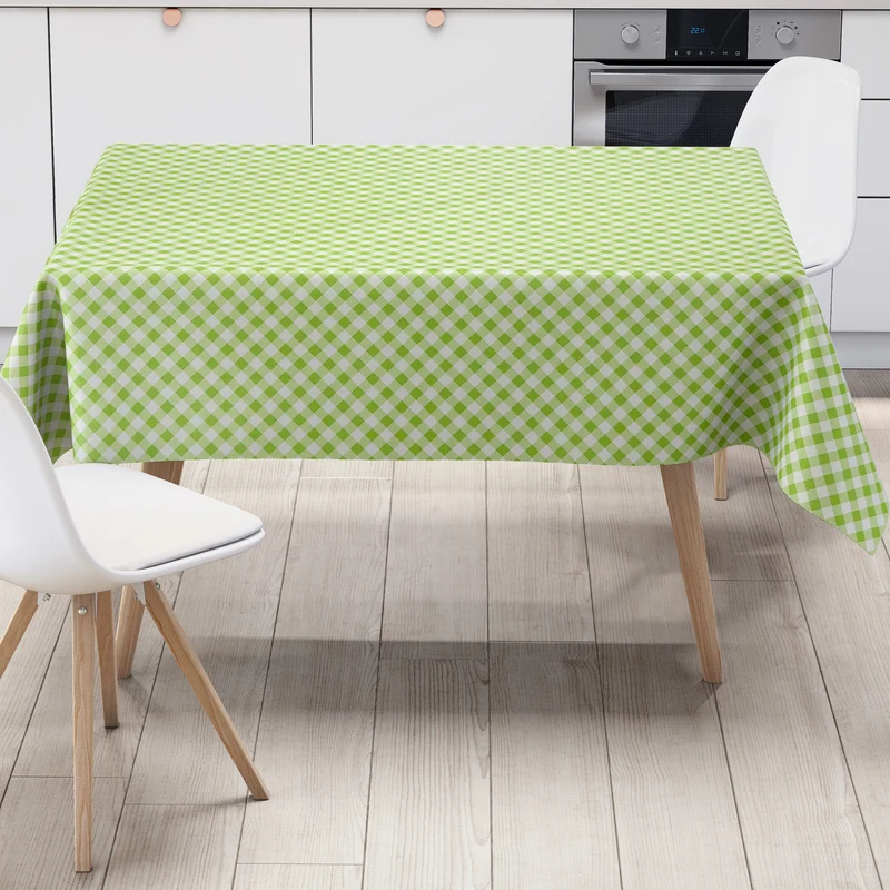 Wachstuch Tischdecke geprägt KE31440 Rautenkaro in grün weiß eckig rund oval