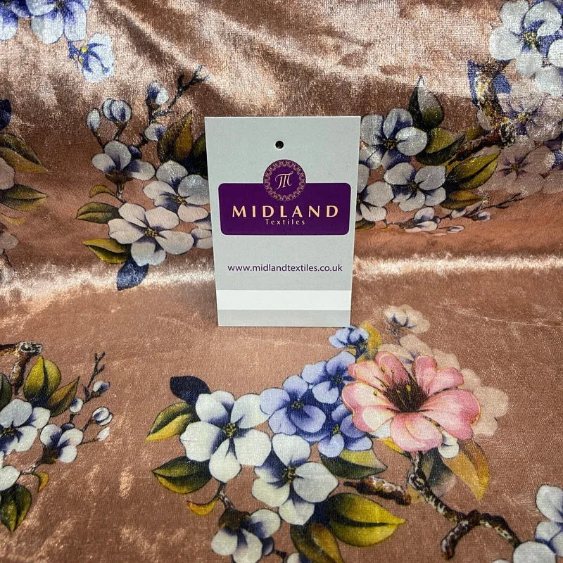 Mink floral Printed Crushed velvet Dress fabric M1400-45 Mtex