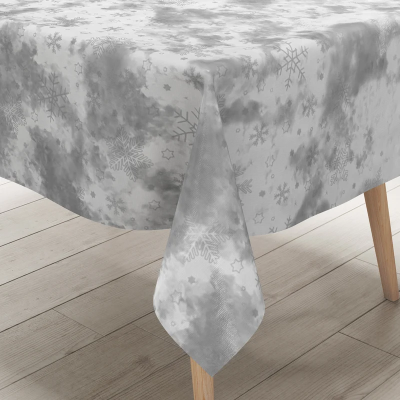 Wachstuch Tischdecke 01730-04 silber Schneeflocken Weihnachten Winter eckig rund oval