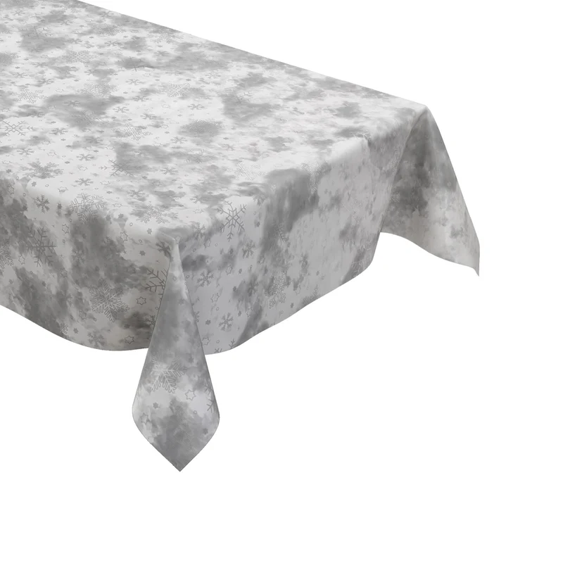 Wachstuch Tischdecke 01730-04 silber Schneeflocken Weihnachten Winter eckig rund oval