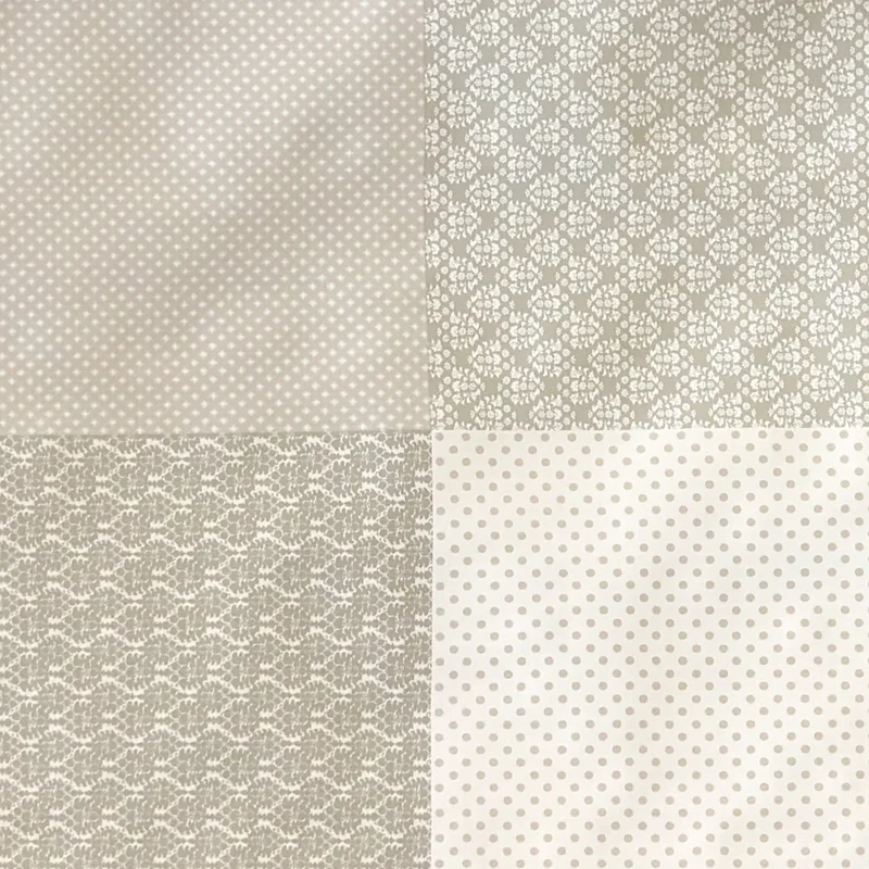 Wachstuch Tischdecke M19320 weiß taupe Ornamente Punkte eckig rund oval
