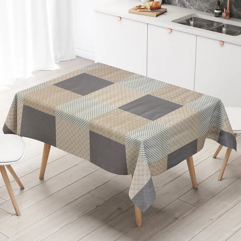 Wachstuch Tischdecke M19321 beige grau Ornamente Punkte eckig rund oval