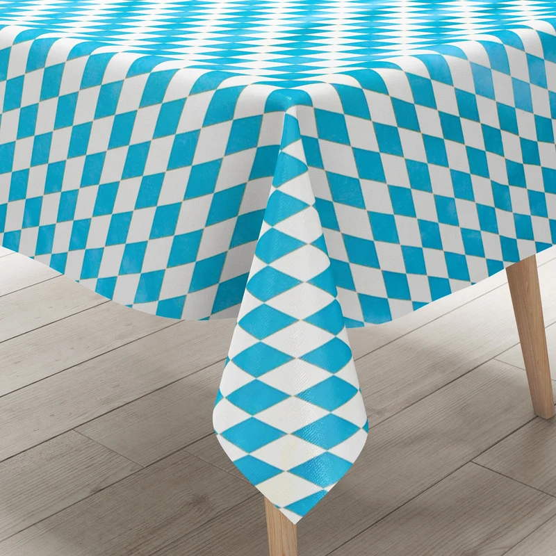 Wachstuch Tischdecke 35838 Bayerische Raute blau weiss eckig rund oval Meterware