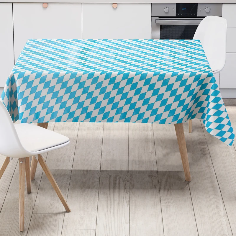 Wachstuch Tischdecke 35838 Bayerische Raute blau weiss eckig rund oval Meterware
