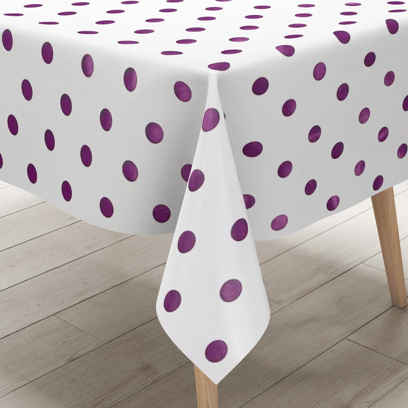 Wachstuch Tischdecke 01039-06 lila Punkte auf weiß retro Dotties eckig rund oval