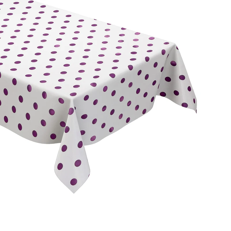 Wachstuch Tischdecke 01039-06 lila Punkte auf weiß retro Dotties eckig rund oval