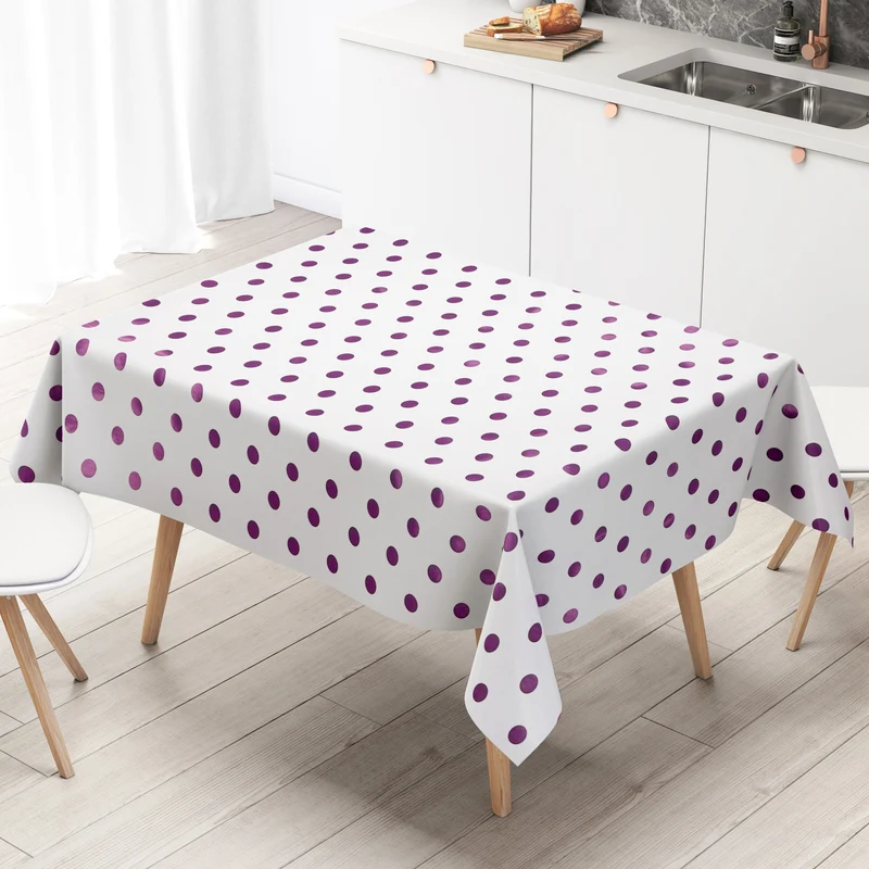 Wachstuch Tischdecke 01039-06 lila Punkte auf weiß retro Dotties eckig rund oval