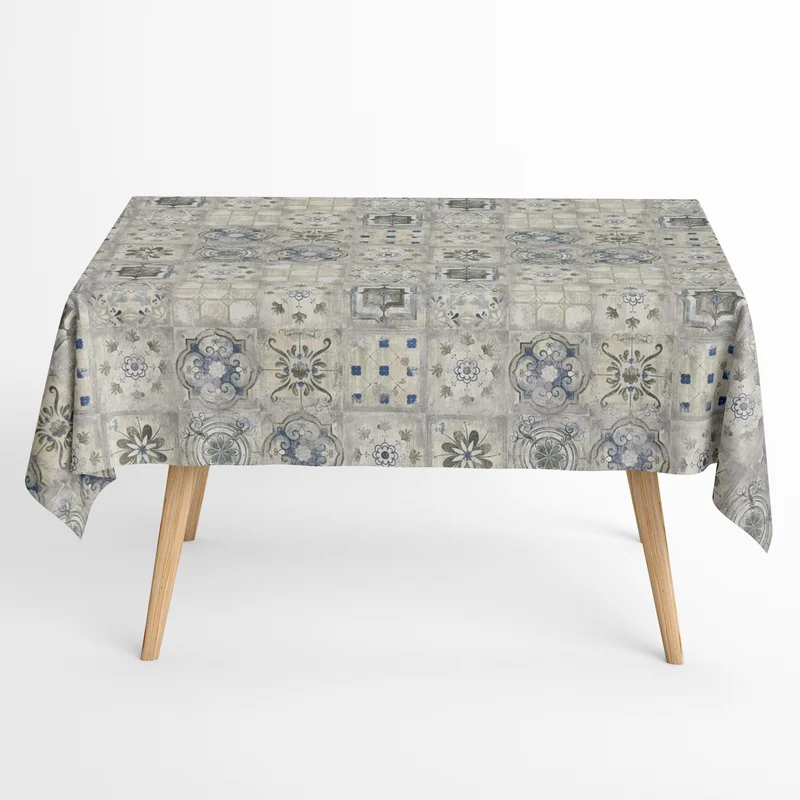 Jacquard Tischdecke aus beschichteter Baumwolle mit Fleckenschutz MONTEDOUR mediterran Mosaik Fliesen eckig rund oval
