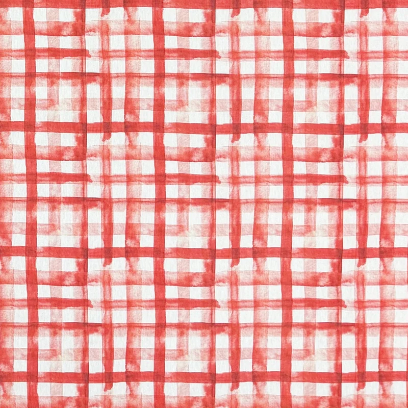 Jacquard Tischdecke aus beschichteter Baumwolle mit Fleckenschutz VEDA RED kariert rot eckig rund oval