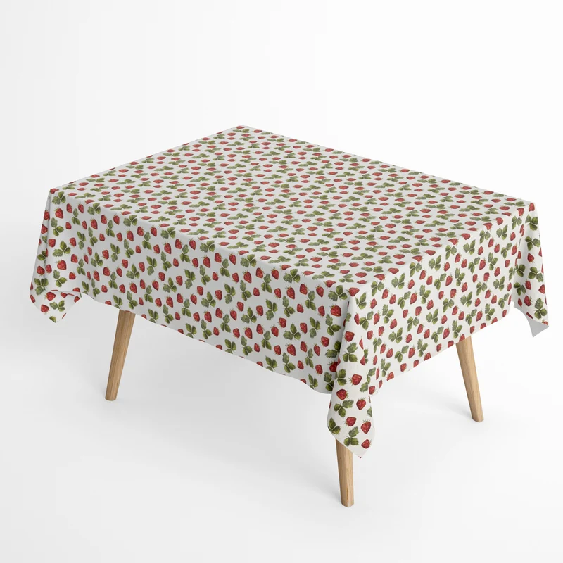 Jacquard Tischdecke aus beschichteter Baumwolle mit Fleckenschutz FRESON Erdbeeren eckig rund oval